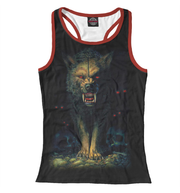 Женская майка-борцовка с изображением Оборотень цвета Белый