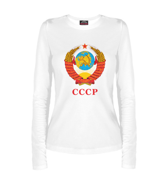 Женский лонгслив с изображением Герб Советского Союза цвета Белый