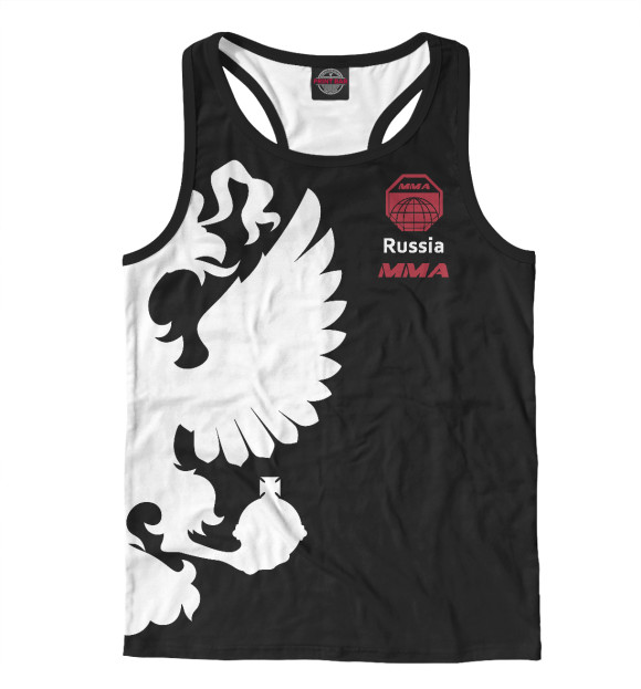 Мужская майка-борцовка с изображением MMA Россия цвета Белый
