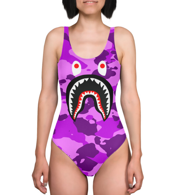 Купальник-боди с изображением Bape shark цвета 