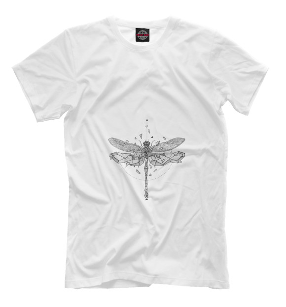 Мужская футболка с изображением Geometric dragonfly цвета Молочно-белый
