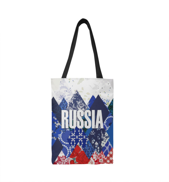 Сумка-шоппер с изображением Орнамент – флаг России цвета 