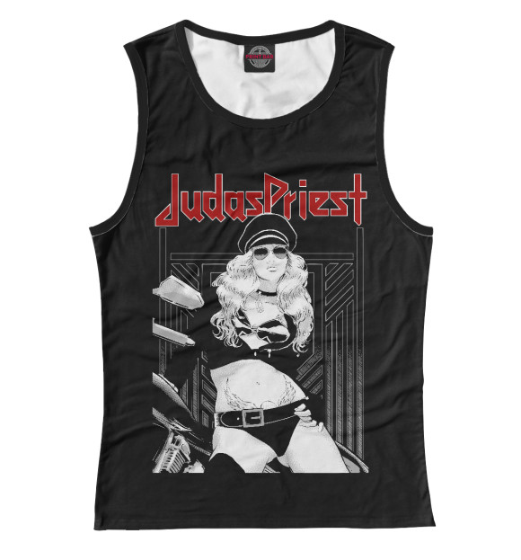 Майка для девочки с притом Judas Priest цвета Белый Майка для девочки с изображением Judas Priest цвета Белый