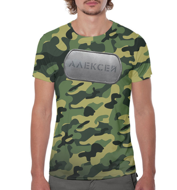 Мужская футболка с изображением Военный Алексей цвета Белый