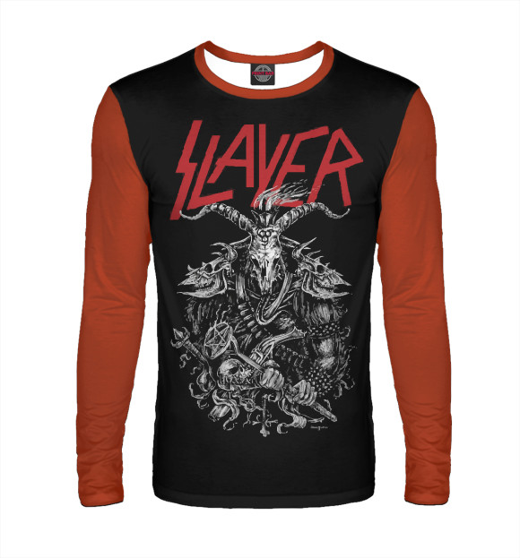 Мужской лонгслив с изображением SLAYER цвета Белый