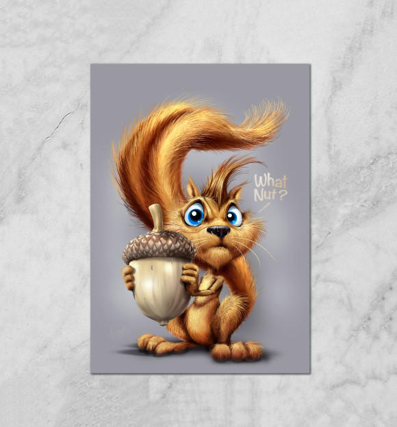 Плакат с изображением Furry Squirrel цвета Белый