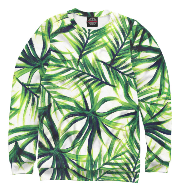 Мужской свитшот с изображением Пальмовые листья цвета Белый