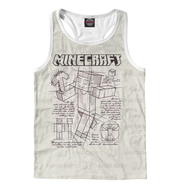 Мужская майка-борцовка с изображением Майнкрафт цвета Белый