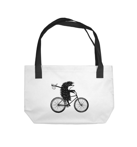 Пляжная сумка с изображением Ежик на велосипеде цвета 