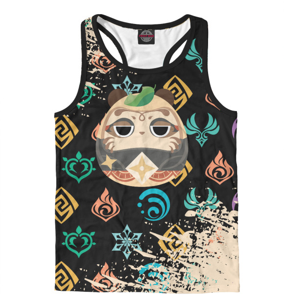 Мужская майка-борцовка с изображением Genshin Impact цвета Белый