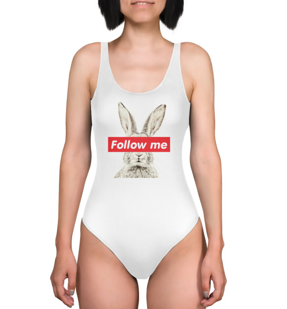 Купальник-боди с изображением Кролик Follow me цвета 