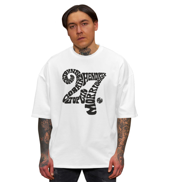 Мужская футболка оверсайз с изображением Клуб 27 цвета Белый