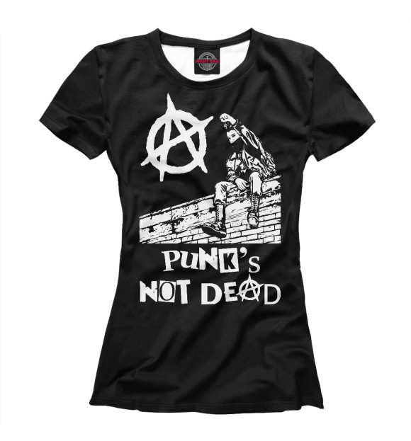 Футболка для девочек с изображением Punks Not Dead цвета Белый
