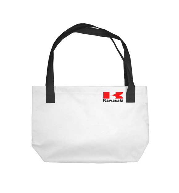 Пляжная сумка с изображением Kawasaki Logo цвета 