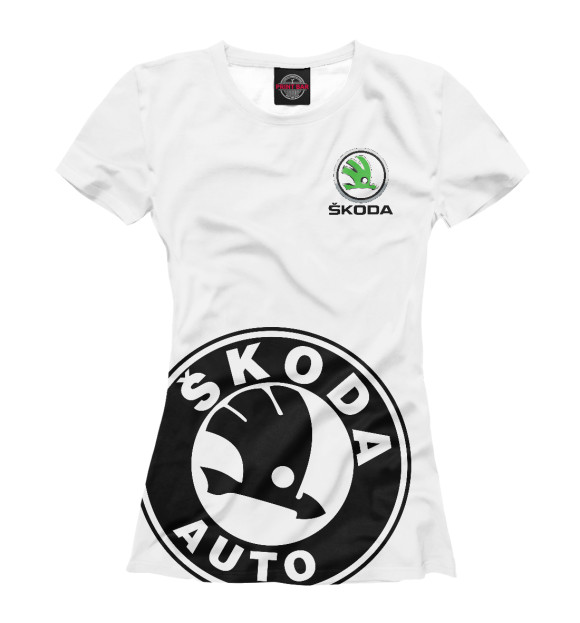 Женская футболка с изображением Skoda цвета Белый