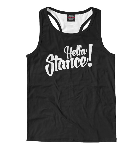 Мужская майка-борцовка с изображением Hella stance цвета Белый