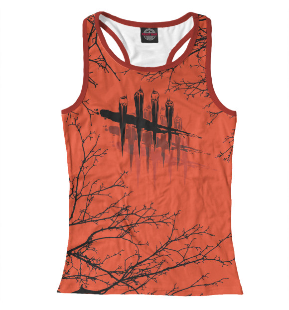 Женская майка-борцовка с притом Dead by Daylight цвета Белый Женская майка-борцовка с изображением Dead by Daylight цвета Белый