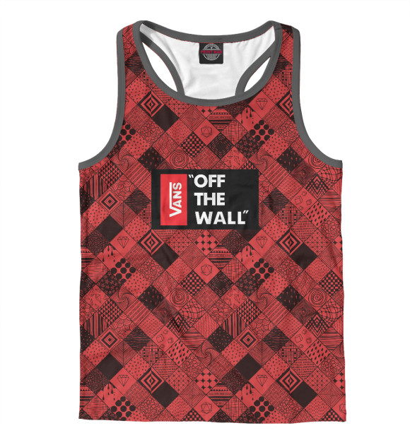Мужская майка-борцовка с изображением Vans of the wall (Red and Black) цвета Белый