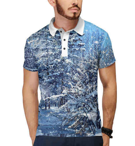 

Поло Print Bar, Белый, Лес