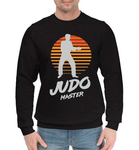 Мужской хлопковый свитшот с изображением Мастер Дзюдо цвета Черный