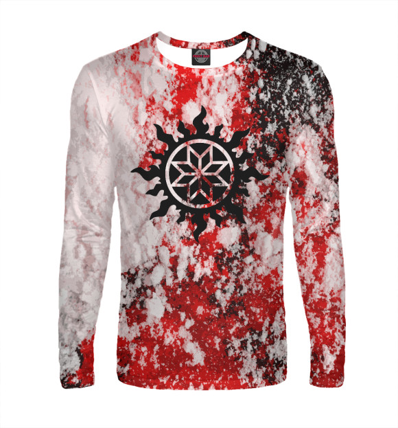 Мужской лонгслив с изображением Звезда Руси знак цвета Белый