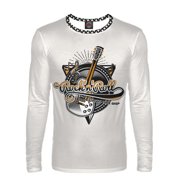 Мужской лонгслив с изображением Рок-н-ролл цвета Белый