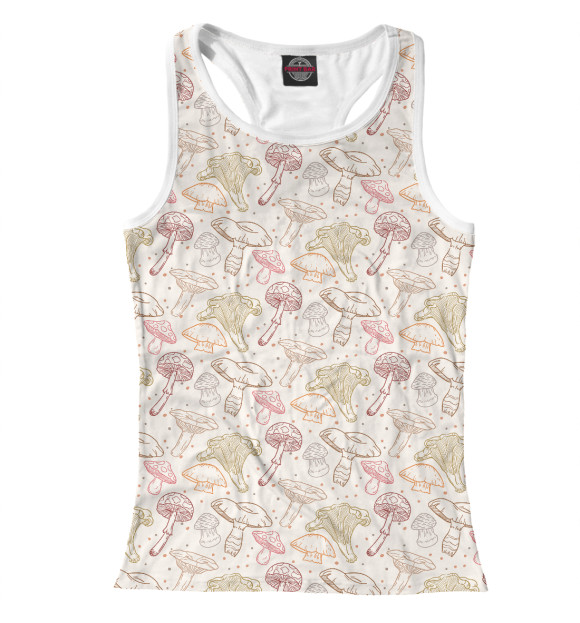 Женская майка-борцовка с изображением Грибная клумба цвета Белый