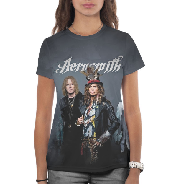Женская футболка с изображением Aerosmith цвета Белый