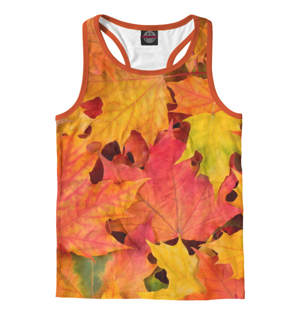 Мужская майка-борцовка с изображением Осенние листья цвета Белый