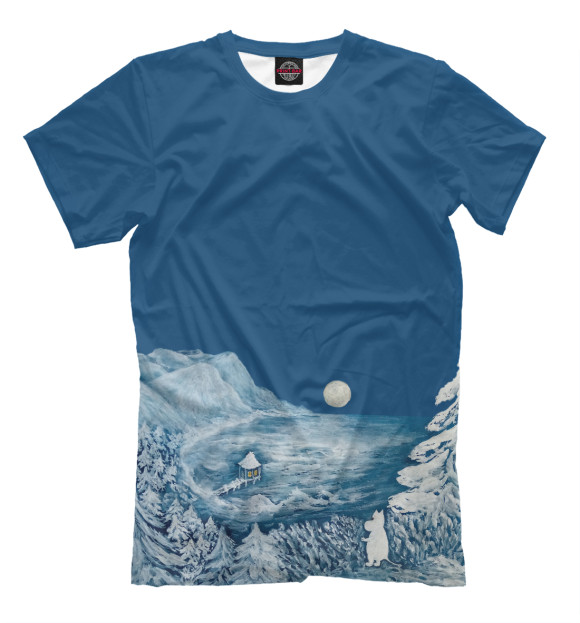 Мужская футболка с изображением Волшебная зима в Муми-Доле цвета Белый