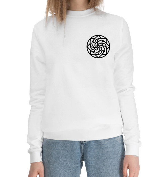 Женский хлопковый свитшот с изображением Оберег на здоровье цвета Белый