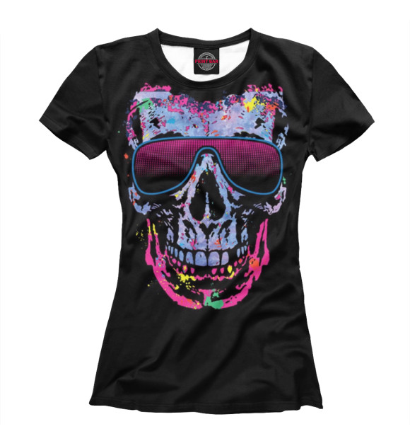 Женская футболка с изображением Skull glasses цвета Белый