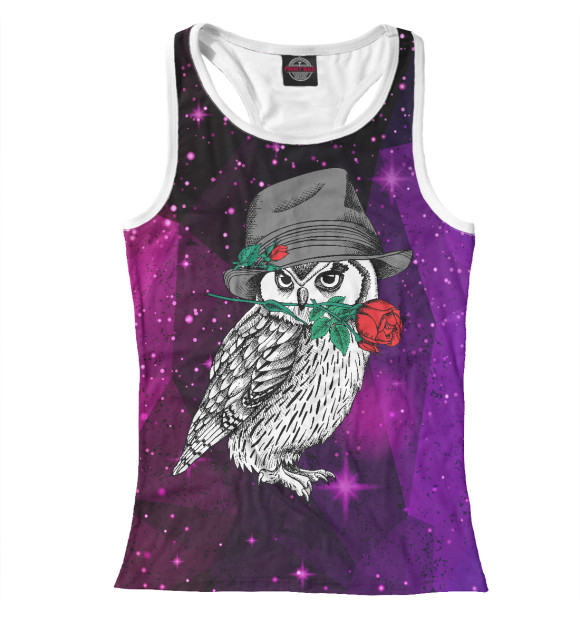 Женская майка-борцовка с изображением Сова цвета Белый