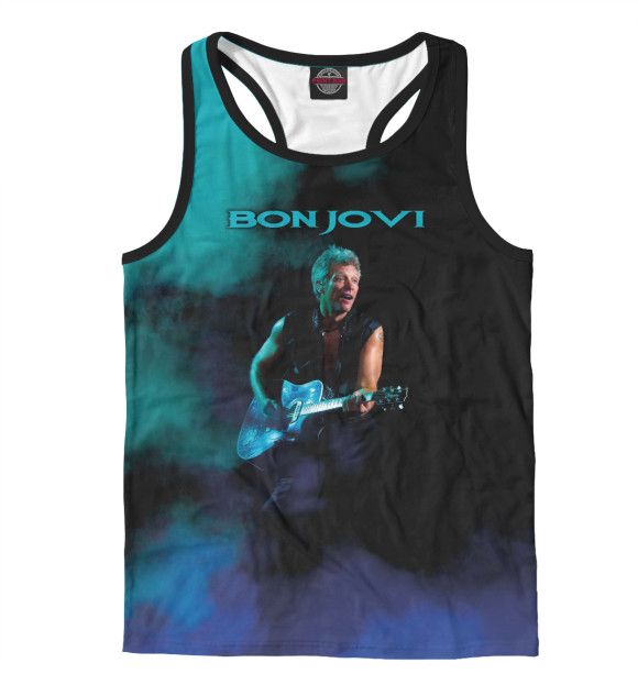 Мужская майка-борцовка с изображением Bon Jovi цвета Белый