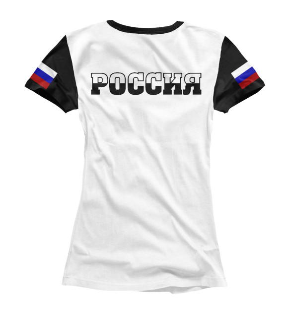 Женская футболка с изображением Россия (ч/б) цвета Белый
