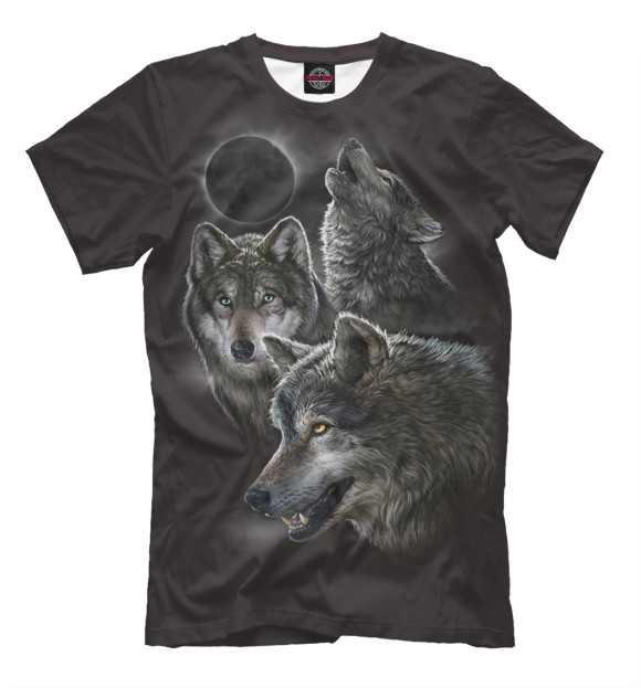 Мужская футболка с изображением Волки цвета Молочно-белый