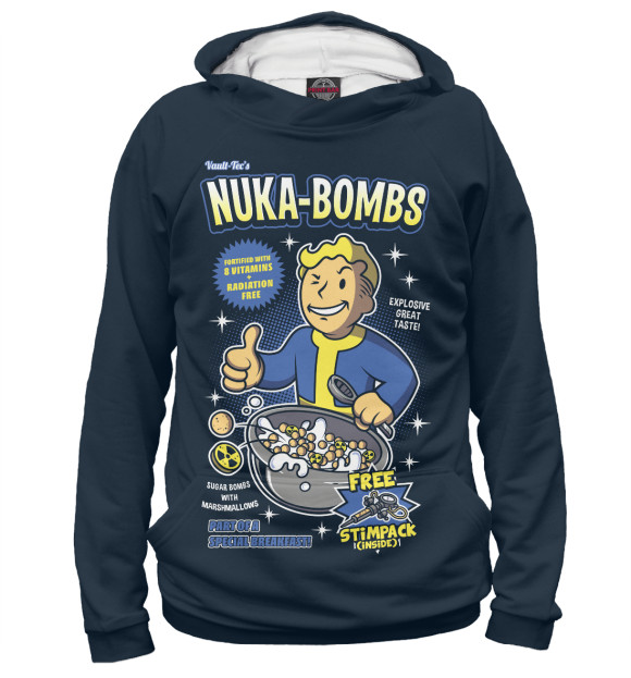 Мужское худи с изображением Nuka Bombs цвета Белый