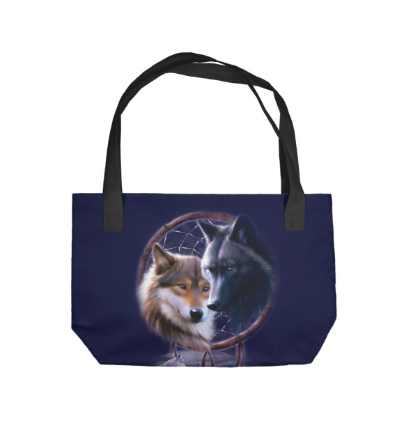 Пляжная сумка с изображением Волки цвета 