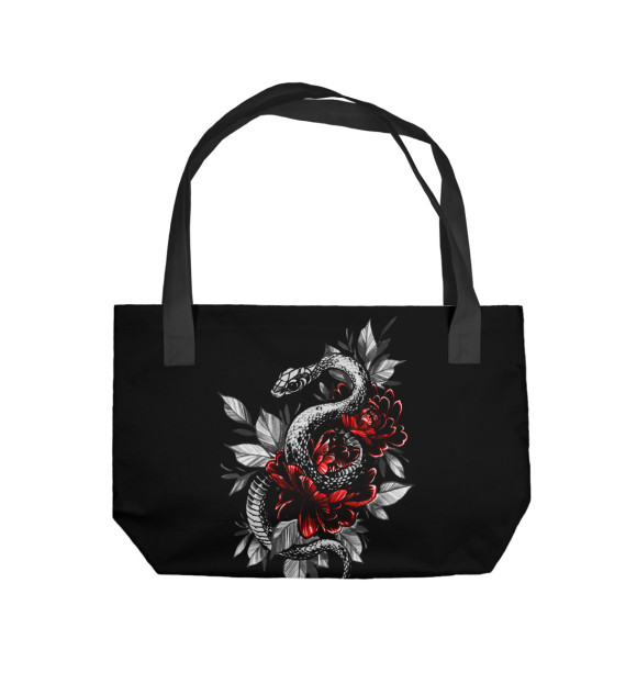 Пляжная сумка с притом Змея сумрак цвета  Пляжная сумка с изображением Змея сумрак цвета