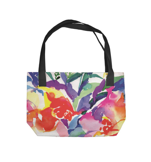 Пляжная сумка с изображением Акварельные цветы цвета 