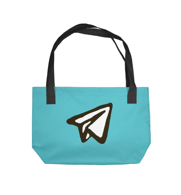 Пляжная сумка с изображением Телеграм цвета 