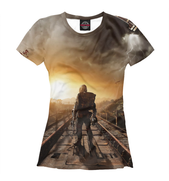 Женская футболка с изображением Metro 2033 постапокалипсис цвета Белый