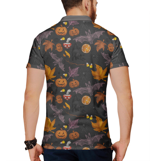 Мужское поло с изображением Halloween - Autumn Holiday цвета Белый