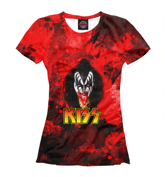 Женская футболка с изображением Kiss цвета Белый