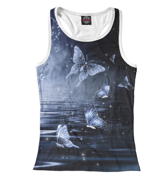 Женская майка-борцовка с изображением МОТЫЛЁК цвета Белый