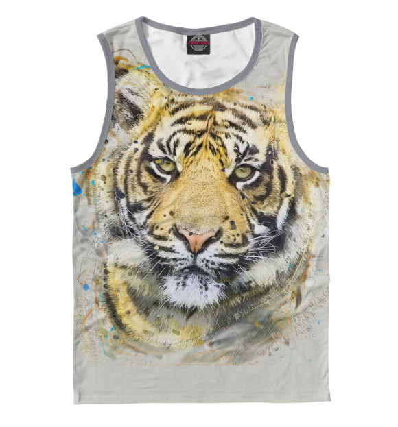 Мужская майка с изображением Тигр цвета Белый