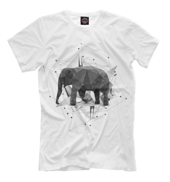 Мужская футболка с изображением Слон цвета Молочно-белый