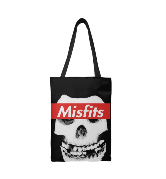 Сумка-шоппер с притом Misfits red цвета  Сумка-шоппер с изображением Misfits red цвета