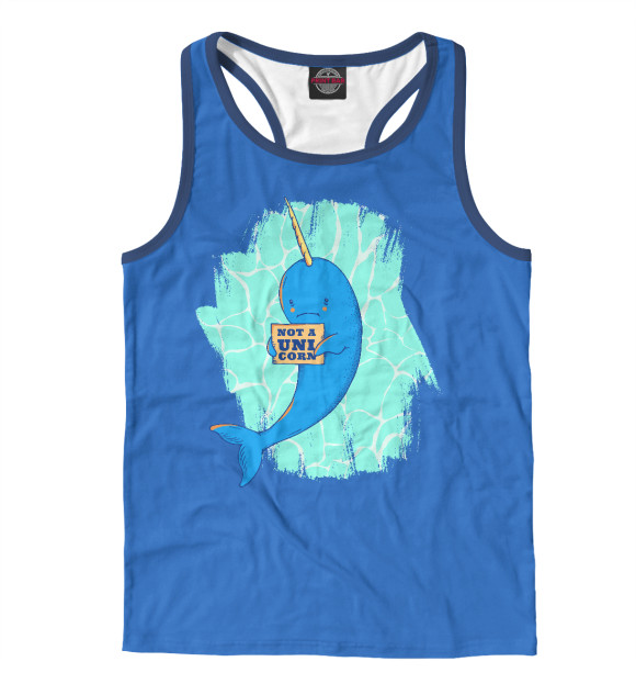 Мужская майка-борцовка с изображением Нарвал не Единорог цвета Белый