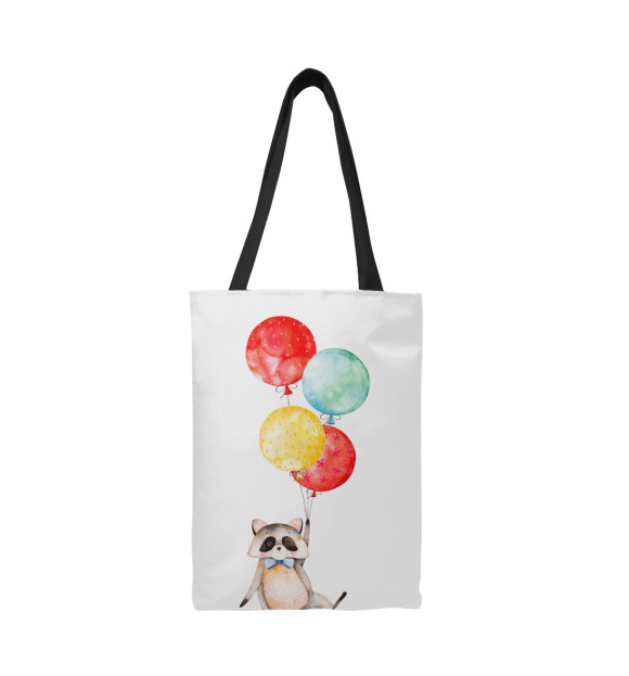 Сумка-шоппер с изображением Енот на воздушном шарике цвета 